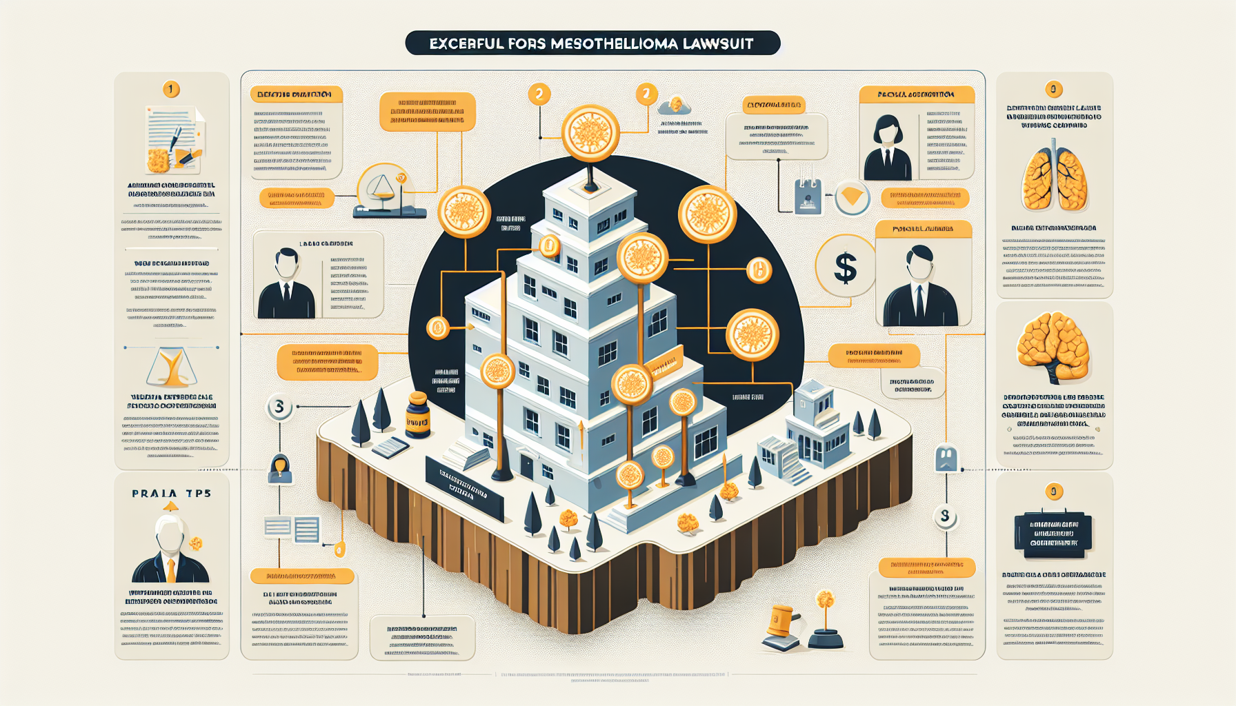 Mesothelioma legal strategy image showing steps for successful lawsuits