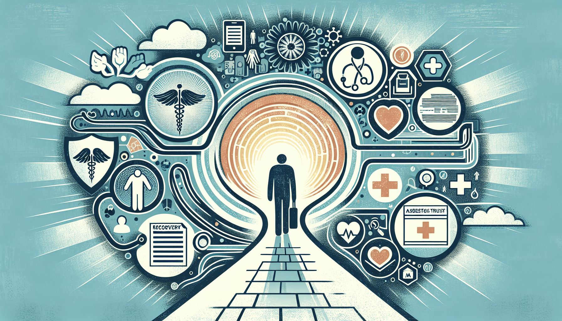 Mesothelioma patient support community illustration showing hope and connection