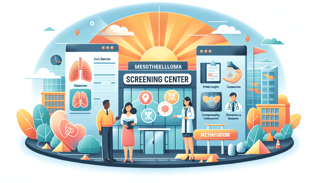 Diagram showing mesothelioma staging and treatment options with detailed annotations